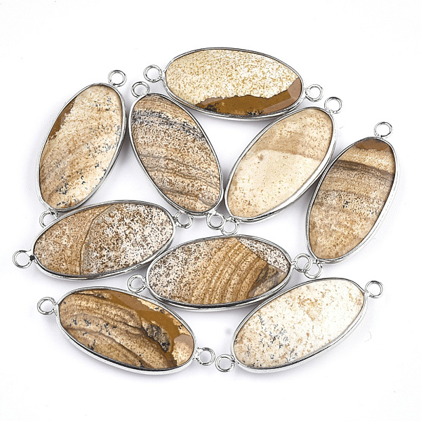 PandaHall Natural Picture Jasper Links connectors, with Brass Findings, Faceted, Oval, Platinum, 39x16x6mm, Hole: 2mm Picture Jasper Oval
PandaHall Natural Picture Jasper Links connectors, with Brass Findings, Faceted, Oval, Platinum, 39x16x6mm, Hole: 2mm Picture Jasper Oval