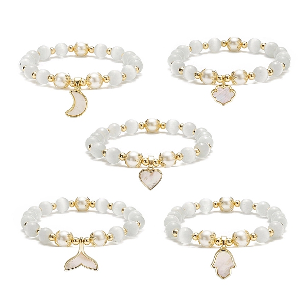 PandaHall Cat Eye Round Beads Beaded Bracelets, Natural Freshwater Shell Charm Stretch Bracelets for Women, Mixed Shape, Seashell Color...
PandaHall Cat Eye Round Beads Beaded Bracelets, Natural Freshwater Shell Charm Stretch Bracelets for Women, Mixed Shape, Seashell Color...