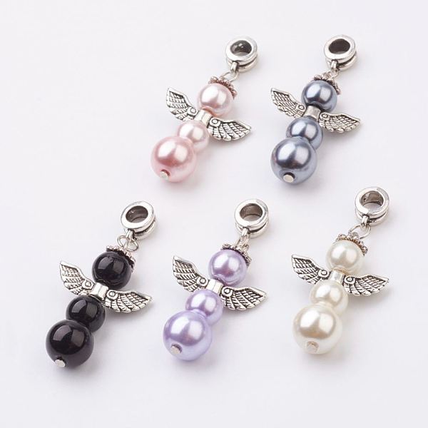PandaHall Alloy European Dangle Charms, Angel, Large Hole Pendants, with Glass Pearl Beads, Antique Silver, Mixed Color, 45mm, Hole: 4.5mm..., Multicolor
PandaHall Alloy European Dangle Charms, Angel, Large Hole Pendants, with Glass Pearl Beads, Antique Silver, Mixed Color, 45mm, Hole: 4.5mm..., Multicolor