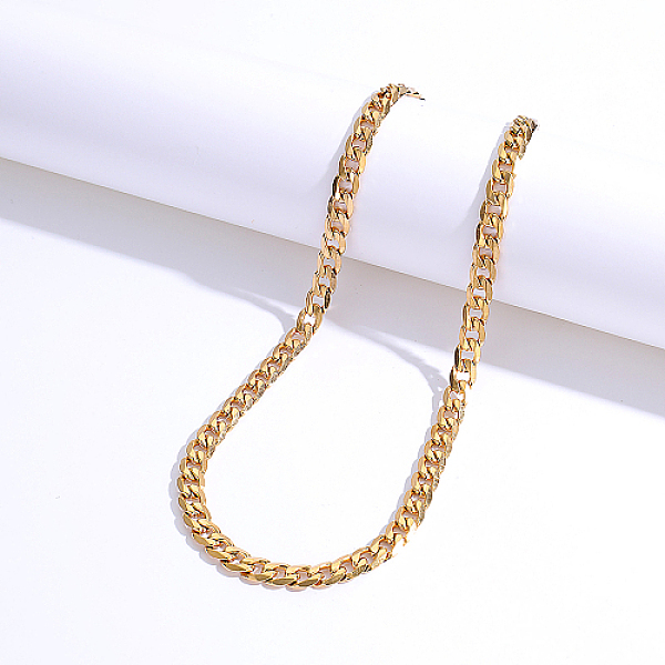 PandaHall Stainless Steel Cuban Link Chain Necklaces, Real 18K Gold Plated, 17.72 inch(45cm) Stainless Steel
PandaHall Stainless Steel Cuban Link Chain Necklaces, Real 18K Gold Plated, 17.72 inch(45cm) Stainless Steel