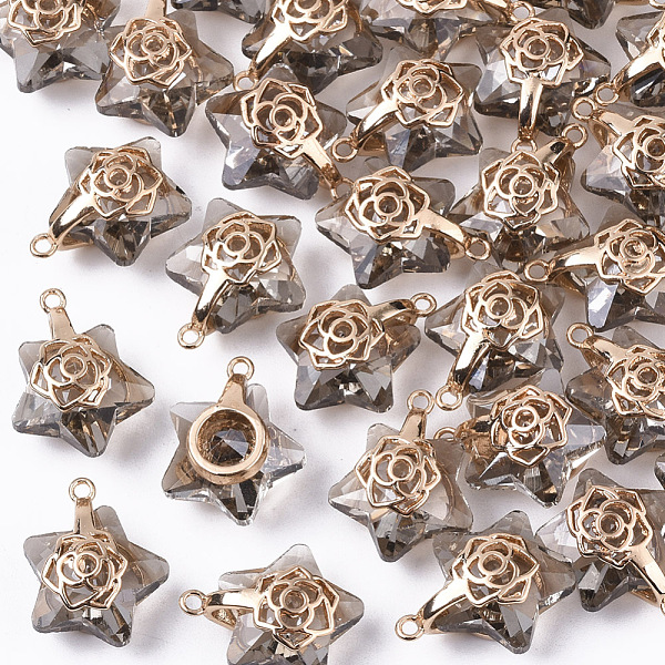PandaHall Glass Pendants, with Light Gold Plated Brass Ice Pick Pinch Bails, Faceted, Star with Rose, Light Grey, 16x13.5x7mm, Hole: 1.2mm..., Gray
PandaHall Glass Pendants, with Light Gold Plated Brass Ice Pick Pinch Bails, Faceted, Star with Rose, Light Grey, 16x13.5x7mm, Hole: 1.2mm..., Gray