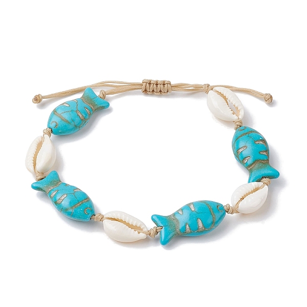 PandaHall Natural Shell & Synthetic Turquoise Braided Bead Bracelets, Fish, Inner Diameter: 1-7/8~3 inch(4.7~7.5cm), Fish: 22x12mm Shell...
PandaHall Natural Shell & Synthetic Turquoise Braided Bead Bracelets, Fish, Inner Diameter: 1-7/8~3 inch(4.7~7.5cm), Fish: 22x12mm Shell...