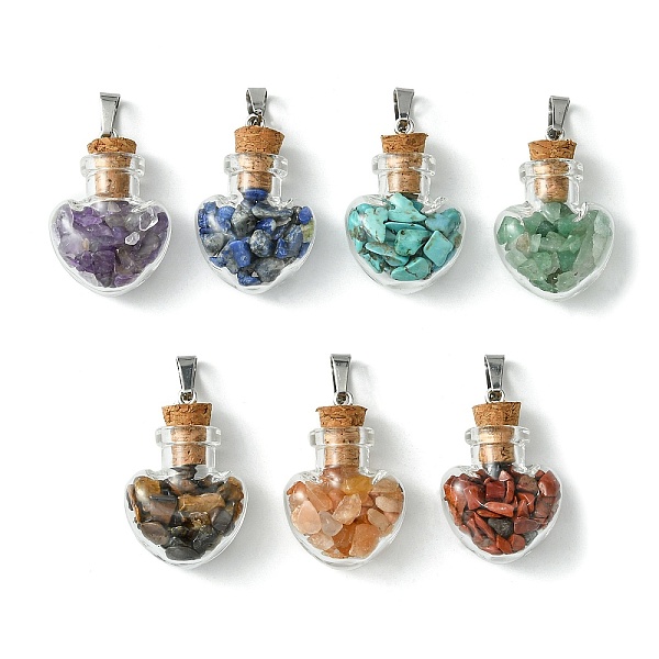 PandaHall 7Pcs 7 Styles Natural & Synthetic Mixed Stone Chip Heart Glass Wishing Bottle Pendants, Chakra Bottle Charms with Stainless Steel..., Clear
PandaHall 7Pcs 7 Styles Natural & Synthetic Mixed Stone Chip Heart Glass Wishing Bottle Pendants, Chakra Bottle Charms with Stainless Steel..., Clear