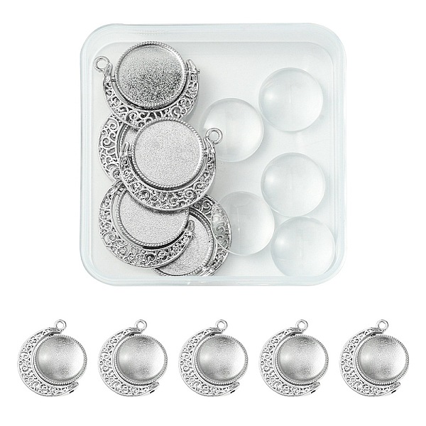 PandaHall DIY Blank Pendant Making Kit, Including Moon Shape Alloy Pendant Cabochon Settings, Glass Cabochons, Platinum, 10Pcs/box Alloy..., Clear
PandaHall DIY Blank Pendant Making Kit, Including Moon Shape Alloy Pendant Cabochon Settings, Glass Cabochons, Platinum, 10Pcs/box Alloy..., Clear