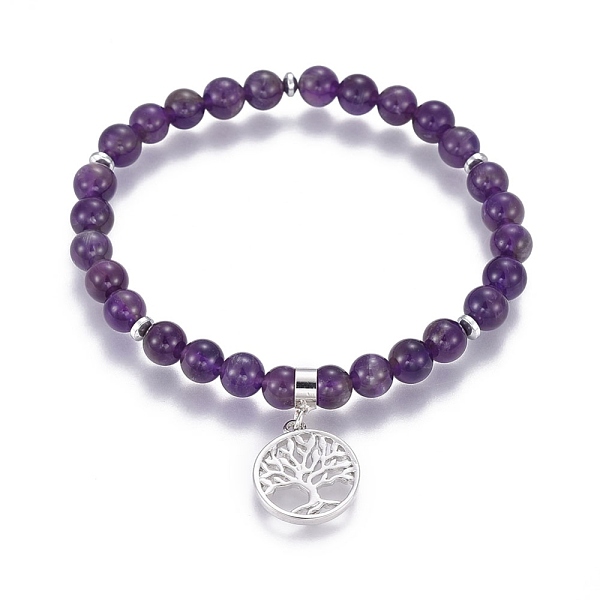 PandaHall Natural Amethyst Charm Bracelets, with Brass Findings, Flat Round with Tree of Life, 2-1/8 inch(5.5cm)~2-1/4 inch(5.6cm), beads...
PandaHall Natural Amethyst Charm Bracelets, with Brass Findings, Flat Round with Tree of Life, 2-1/8 inch(5.5cm)~2-1/4 inch(5.6cm), beads...