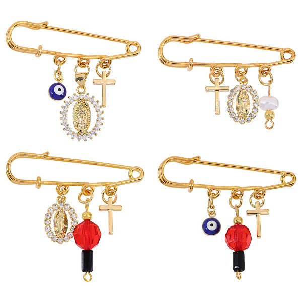 PandaHall Iron Kilt Pins, Brass Micro Pave Cubic Zirconia Pendant Brooch, Evil Eye & Virgin Mary & Cross, Religion, Golden, 28~45x50mm...
PandaHall Iron Kilt Pins, Brass Micro Pave Cubic Zirconia Pendant Brooch, Evil Eye & Virgin Mary & Cross, Religion, Golden, 28~45x50mm...