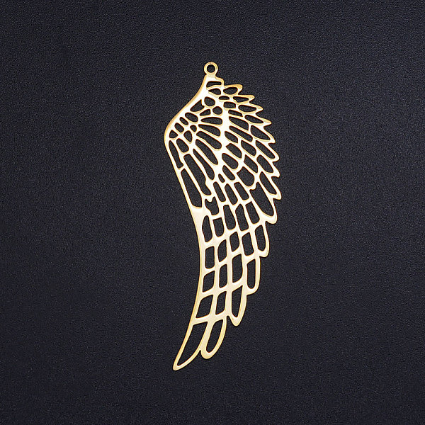 PandaHall 201 Stainless Steel Big Pendants, Hollow, Wing, Golden, 63x22.5x1mm, Hole: 1.6mm 201 Stainless Steel Wing
PandaHall 201 Stainless Steel Big Pendants, Hollow, Wing, Golden, 63x22.5x1mm, Hole: 1.6mm 201 Stainless Steel Wing