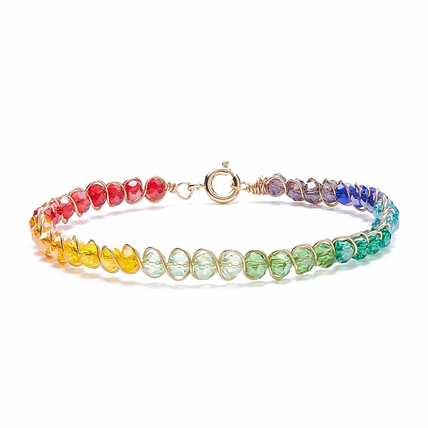 PandaHall Glass Beaded Bracelet, Golden Brass Wire Wrap Jewelry for Women, Colorful, 7-1/4 inch(18.5cm) Glass
PandaHall Glass Beaded Bracelet, Golden Brass Wire Wrap Jewelry for Women, Colorful, 7-1/4 inch(18.5cm) Glass