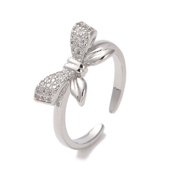 PandaHall Brass Micro Pave Cubic Zirconia Open Cuff Ring, Bowknot, Platinum, Inner Diameter: 17mm Brass+Cubic Zirconia Bowknot Clear
PandaHall Brass Micro Pave Cubic Zirconia Open Cuff Ring, Bowknot, Platinum, Inner Diameter: 17mm Brass+Cubic Zirconia Bowknot Clear