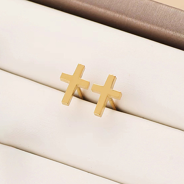 PandaHall 304 Stainless Steel Stud Earrings, Cross, Real 18K Gold Plated, 11x8mm 304 Stainless Steel Cross
PandaHall 304 Stainless Steel Stud Earrings, Cross, Real 18K Gold Plated, 11x8mm 304 Stainless Steel Cross