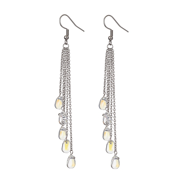 PandaHall 304 Stainless Steel Chains Tassel Earrings, Glass Teardrop Dangle Earrings, Stainless Steel Color, 100mm Glass Teardrop
PandaHall 304 Stainless Steel Chains Tassel Earrings, Glass Teardrop Dangle Earrings, Stainless Steel Color, 100mm Glass Teardrop