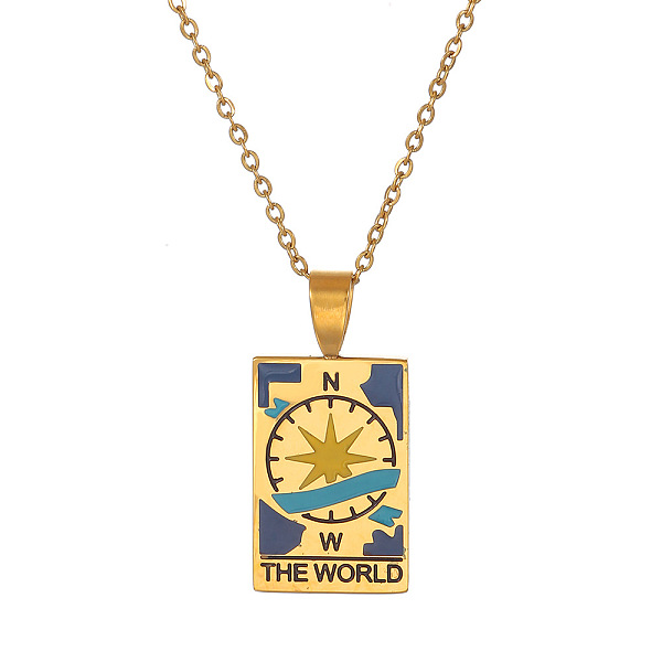 PandaHall Titanium Steel Enamel Tarot Rectangle Pendant Necklaces, Stainless Steel Cable Chain Necklace for Women Men, THE WORLD, Golden...
PandaHall Titanium Steel Enamel Tarot Rectangle Pendant Necklaces, Stainless Steel Cable Chain Necklace for Women Men, THE WORLD, Golden...
