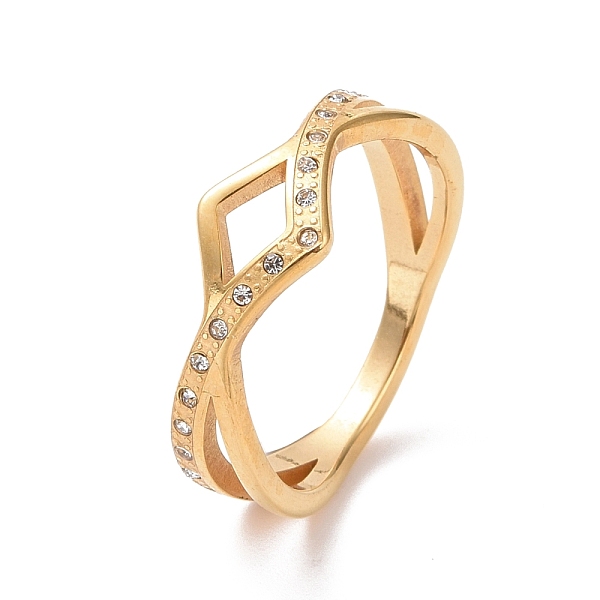 PandaHall Crystal Rhinestone Wave Finger Ring, Ion Plating(IP) 304 Stainless Steel Jewelry for Women, Golden, US Size 7(17.3mm) Stainless..., Clear
PandaHall Crystal Rhinestone Wave Finger Ring, Ion Plating(IP) 304 Stainless Steel Jewelry for Women, Golden, US Size 7(17.3mm) Stainless..., Clear