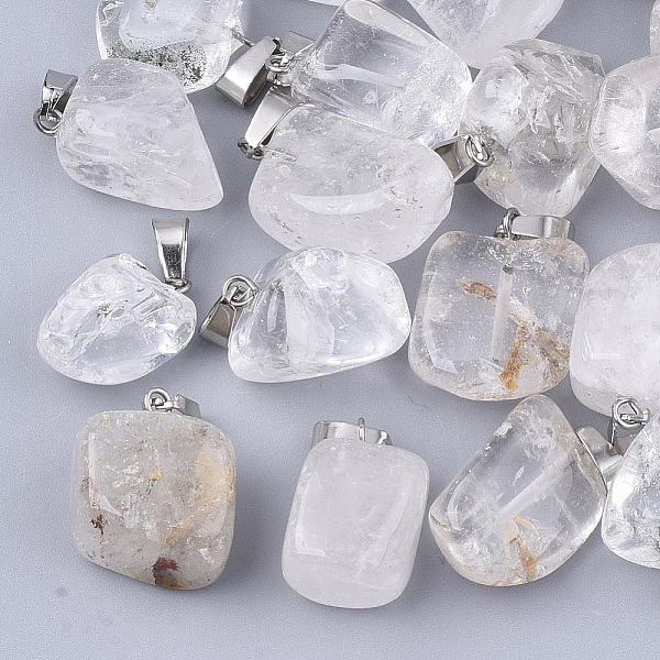 PandaHall Natural Quartz Crystal Pendants, Rock Crystal Pendants, with Stainless Steel Snap On Bails, Nuggets, 15~35x10~20x5~15mm, Hole...
PandaHall Natural Quartz Crystal Pendants, Rock Crystal Pendants, with Stainless Steel Snap On Bails, Nuggets, 15~35x10~20x5~15mm, Hole...