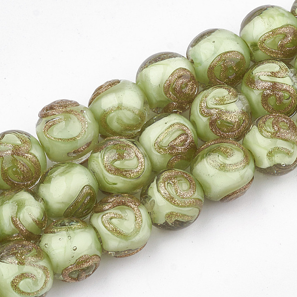 PandaHall Handmade Gold Sand Lampwork Beads, Round, Yellow Green, 10~11x9~9.5mm, Hole: 1.5~2mm Lampwork Round Green
PandaHall Handmade Gold Sand Lampwork Beads, Round, Yellow Green, 10~11x9~9.5mm, Hole: 1.5~2mm Lampwork Round Green