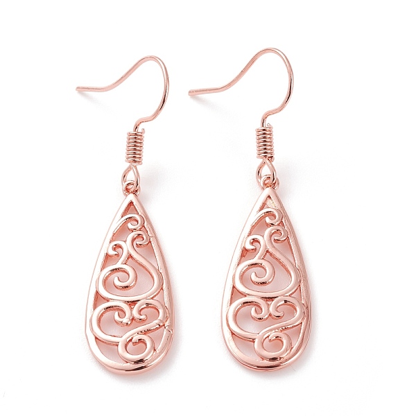 PandaHall Brass Dangle Earrings, Hollow Teardrop, Rose Gold, 42mm, Pin: 0.6mm Brass
PandaHall Brass Dangle Earrings, Hollow Teardrop, Rose Gold, 42mm, Pin: 0.6mm Brass