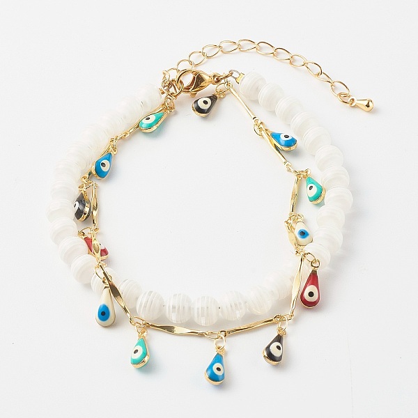 PandaHall Multi-strand Bracelets, with Transparent Stripe Resin Beads, Handmade Brass Bar Link Chains & Curb Chains, 304 Stainless Steel...
PandaHall Multi-strand Bracelets, with Transparent Stripe Resin Beads, Handmade Brass Bar Link Chains & Curb Chains, 304 Stainless Steel...