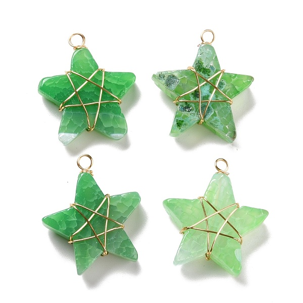 PandaHall Natural Agate Pendants, with Real 18K Gold Plated Tone Brass Wire Wrapped, Dyed, Star, Green, 29.7x27.2x10.5mm, Hole: 2.9mm...
PandaHall Natural Agate Pendants, with Real 18K Gold Plated Tone Brass Wire Wrapped, Dyed, Star, Green, 29.7x27.2x10.5mm, Hole: 2.9mm...