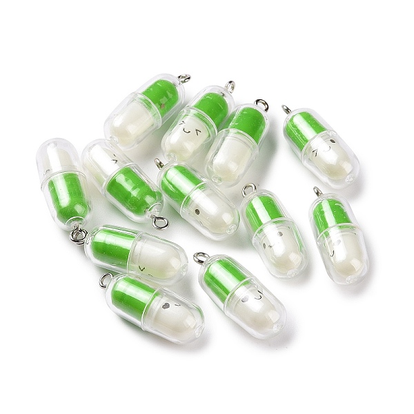 PandaHall Translucent Plastic Pendants, Pill Capsule Charm, with Platinum Tone Iron Loops, Green, 29x10.5mm, Hole: 2mm Plastic Others Green
PandaHall Translucent Plastic Pendants, Pill Capsule Charm, with Platinum Tone Iron Loops, Green, 29x10.5mm, Hole: 2mm Plastic Others Green