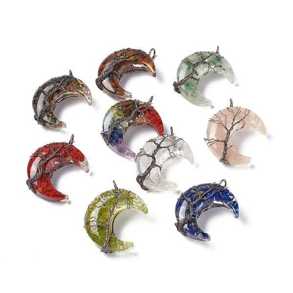 PandaHall Natural Mixed Stone Chips & Transparent Resin Big Pendants, Moon Charms, with Red Copper Tone Brass Wire Wrapped, Cadmium Free &...
PandaHall Natural Mixed Stone Chips & Transparent Resin Big Pendants, Moon Charms, with Red Copper Tone Brass Wire Wrapped, Cadmium Free &...