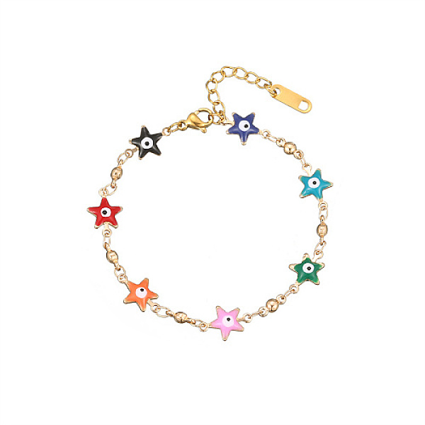 PandaHall Golden Tone Stainless Steel Enamel Evil Eye Link Chain Bracelets for Women, Colorful, Star, 6-1/4 inch(16cm) Stainless Steel Star
PandaHall Golden Tone Stainless Steel Enamel Evil Eye Link Chain Bracelets for Women, Colorful, Star, 6-1/4 inch(16cm) Stainless Steel Star
