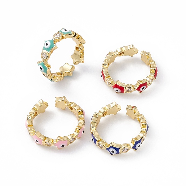 PandaHall Star with Evil Eye Enamel & Clear Cubic Zirconia Open Cuff Ring, Real 18K Gold Plated Brass Lucky Jewelry for Women, Lead Free &..., Multicolor
PandaHall Star with Evil Eye Enamel & Clear Cubic Zirconia Open Cuff Ring, Real 18K Gold Plated Brass Lucky Jewelry for Women, Lead Free &..., Multicolor