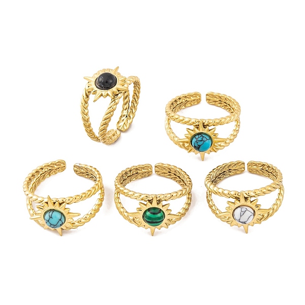 PandaHall Sun 304 Stainless Steel Open Cuff Rings, Synthetic Turquoise & Malachite Rings for Women, Real 18K Gold Plated, Adjustable Mixed...
PandaHall Sun 304 Stainless Steel Open Cuff Rings, Synthetic Turquoise & Malachite Rings for Women, Real 18K Gold Plated, Adjustable Mixed...