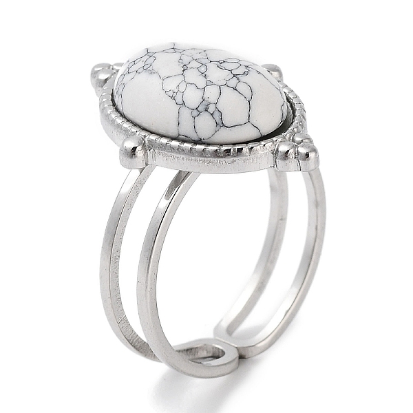 PandaHall 304 Stainless Steel Ring, Adjustable Synthetic Howlite Rings, Oval, 15.5x21.5mm, Inner Diameter: Adjustable Howlite Oval
PandaHall 304 Stainless Steel Ring, Adjustable Synthetic Howlite Rings, Oval, 15.5x21.5mm, Inner Diameter: Adjustable Howlite Oval