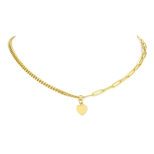 PandaHall Brass Pendant Necklaces with Curb & Paperclip Chains, Golden, Heart, 17.68 inch(44.9cm), Pendant: 11.5x9mm Brass Heart
PandaHall Brass Pendant Necklaces with Curb & Paperclip Chains, Golden, Heart, 17.68 inch(44.9cm), Pendant: 11.5x9mm Brass Heart