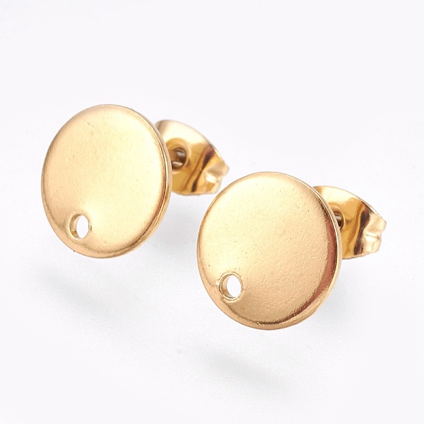 PandaHall Ion Plating(IP) 304 Stainless Steel Stud Earring Findings, with Flat Plate, Flat Round, Golden, 10x1mm, 12mm, pin: 0.8mm 304...
PandaHall Ion Plating(IP) 304 Stainless Steel Stud Earring Findings, with Flat Plate, Flat Round, Golden, 10x1mm, 12mm, pin: 0.8mm 304...