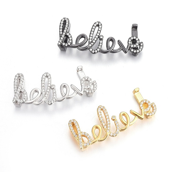 PandaHall Brass Micro Pave Cubic Zirconia Slide Charms, Long-Lasting Plated, Cadmium Free & Nickel Free & Lead Free, Word Believe, Clear...
PandaHall Brass Micro Pave Cubic Zirconia Slide Charms, Long-Lasting Plated, Cadmium Free & Nickel Free & Lead Free, Word Believe, Clear...