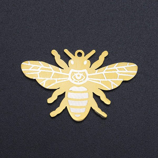 PandaHall 201 Stainless Steel Pendants, Laser Cut, Bee, Golden, 22.5x36x1mm, Hole: 1.4mm 201 Stainless Steel Bees
PandaHall 201 Stainless Steel Pendants, Laser Cut, Bee, Golden, 22.5x36x1mm, Hole: 1.4mm 201 Stainless Steel Bees