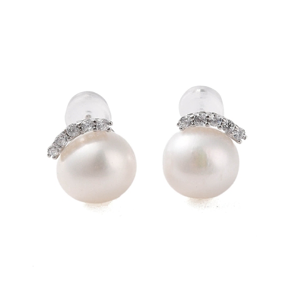 PandaHall 925 Sterling Silver Studs Earring, with Cubic Zirconia and Natural Pearl, Platinum, 10.5x9.5mm Pearl Round
PandaHall 925 Sterling Silver Studs Earring, with Cubic Zirconia and Natural Pearl, Platinum, 10.5x9.5mm Pearl Round