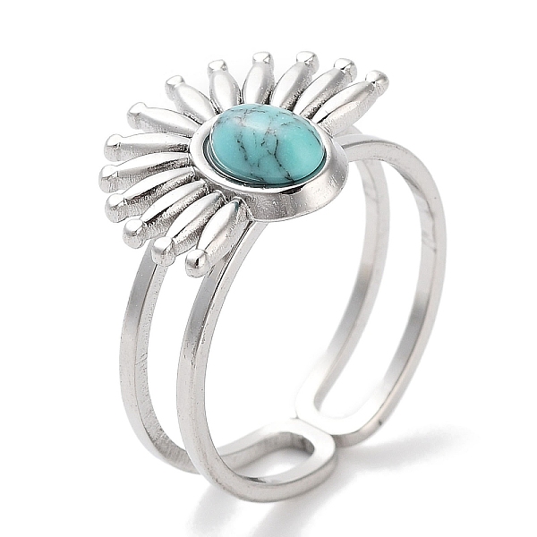 PandaHall Ion Plating(IP) 304 Stainless Steel Ring, Synthetic Turquoise Rings, Flower, 15.5x12.5mm, Inner Diameter: Adjustable Synthetic...
PandaHall Ion Plating(IP) 304 Stainless Steel Ring, Synthetic Turquoise Rings, Flower, 15.5x12.5mm, Inner Diameter: Adjustable Synthetic...