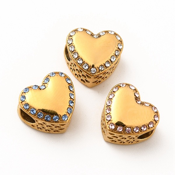 PandaHall 304 Stainless Steel European Beads, Large Hole Beads, with Rhinestone, Heart, Golden, Mixed Color, 11.5x12.5x8.2mm, Hole: 4.2mm..., Multicolor
PandaHall 304 Stainless Steel European Beads, Large Hole Beads, with Rhinestone, Heart, Golden, Mixed Color, 11.5x12.5x8.2mm, Hole: 4.2mm..., Multicolor