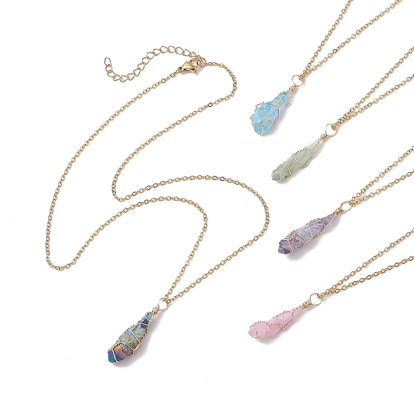 PandaHall 304 Stainless Steel Cable China Necklaces, Natural Gemstone Pendant Necklaces, Light Gold, 11.81 inch(30cm) Mixed Stone Nuggets
PandaHall 304 Stainless Steel Cable China Necklaces, Natural Gemstone Pendant Necklaces, Light Gold, 11.81 inch(30cm) Mixed Stone Nuggets