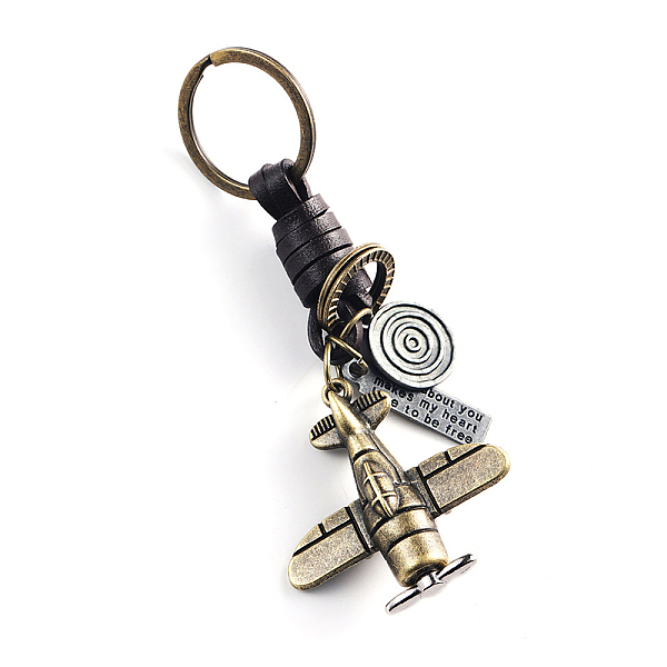 PandaHall Punk Style Woven Cow Leather Alloy Pendant Keychain, for Car Key Pendant, Antique Bronze, Airplane Pattern, 11cm Leather Airplane
PandaHall Punk Style Woven Cow Leather Alloy Pendant Keychain, for Car Key Pendant, Antique Bronze, Airplane Pattern, 11cm Leather Airplane