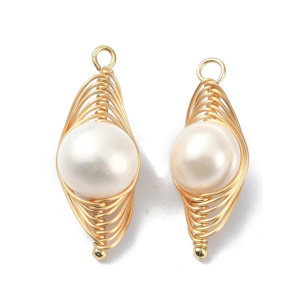 PandaHall Natural Pearl Copper Wire Wrapped Pendants, Rhombus Charms, Golden, 24~25x9~9.5x9~9.5mm, Hole: 1.6mm Pearl Rhombus
PandaHall Natural Pearl Copper Wire Wrapped Pendants, Rhombus Charms, Golden, 24~25x9~9.5x9~9.5mm, Hole: 1.6mm Pearl Rhombus