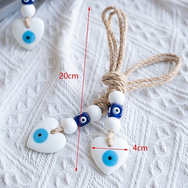 PandaHall Glass Heart with Evil Eye Pendants Decorations, with Wood Bead and Jute Rope Wall Hanging Ornaments, White, 200x40mm Glass Heart...
PandaHall Glass Heart with Evil Eye Pendants Decorations, with Wood Bead and Jute Rope Wall Hanging Ornaments, White, 200x40mm Glass Heart...