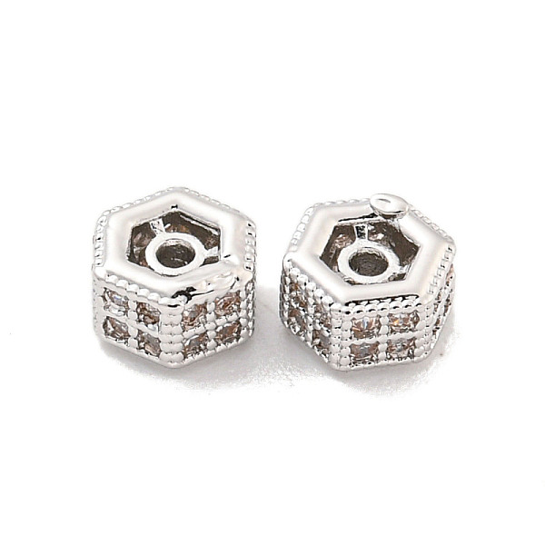 PandaHall Brass Micro Pave CLear Cubic Zirconia Beads, Hexagon, Platinum, 5x5.5x3mm, Hole: 1mm Brass+Cubic Zirconia Hexagon
PandaHall Brass Micro Pave CLear Cubic Zirconia Beads, Hexagon, Platinum, 5x5.5x3mm, Hole: 1mm Brass+Cubic Zirconia Hexagon