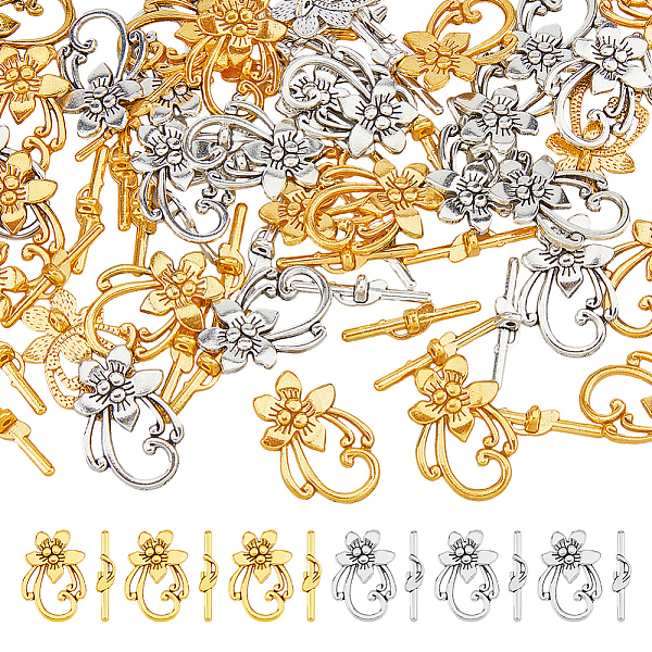 PandaHall DICOSMETIC 40Pcs 2 Colors Tibetan Style Alloy Flower Toggle Clasps, Lead Free and Cadmium Free, Antique Silver & Antique Golden...
PandaHall DICOSMETIC 40Pcs 2 Colors Tibetan Style Alloy Flower Toggle Clasps, Lead Free and Cadmium Free, Antique Silver & Antique Golden...