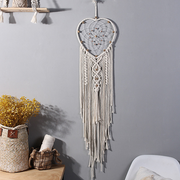 PandaHall Heart Woven Net/Web Macrame Cotton Wall Hanging Decorations, with Wood Bead, for Garden, Wedding, Lighting Ornament, Floral White...
PandaHall Heart Woven Net/Web Macrame Cotton Wall Hanging Decorations, with Wood Bead, for Garden, Wedding, Lighting Ornament, Floral White...
