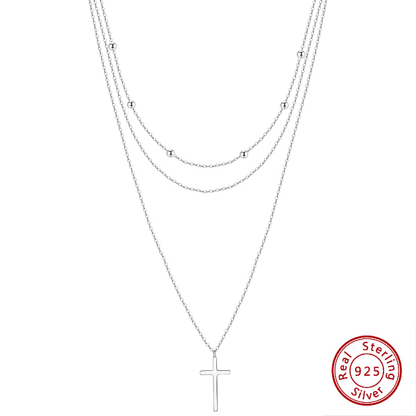 PandaHall 925 Sterling Silver 3 Layer Necklaces, Real Platinum Plated, 14.09 inch(35.8cm) Sterling Silver Cross
PandaHall 925 Sterling Silver 3 Layer Necklaces, Real Platinum Plated, 14.09 inch(35.8cm) Sterling Silver Cross