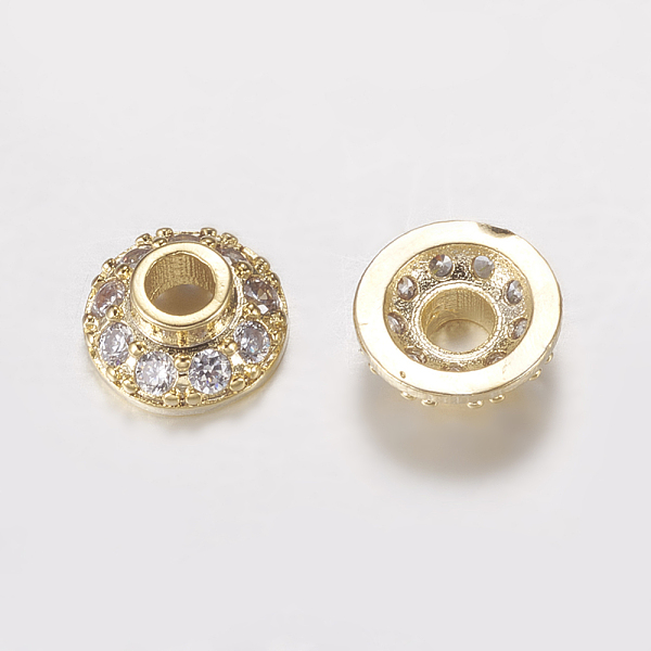 PandaHall Brass Micro Pave Cubic Zirconia Bead Cap, Cadmium Free & Lead Free, Apetalous, Golden, 8x3.5mm, Hole: 2.5mm Brass+Cubic Zirconia..., Clear
PandaHall Brass Micro Pave Cubic Zirconia Bead Cap, Cadmium Free & Lead Free, Apetalous, Golden, 8x3.5mm, Hole: 2.5mm Brass+Cubic Zirconia..., Clear