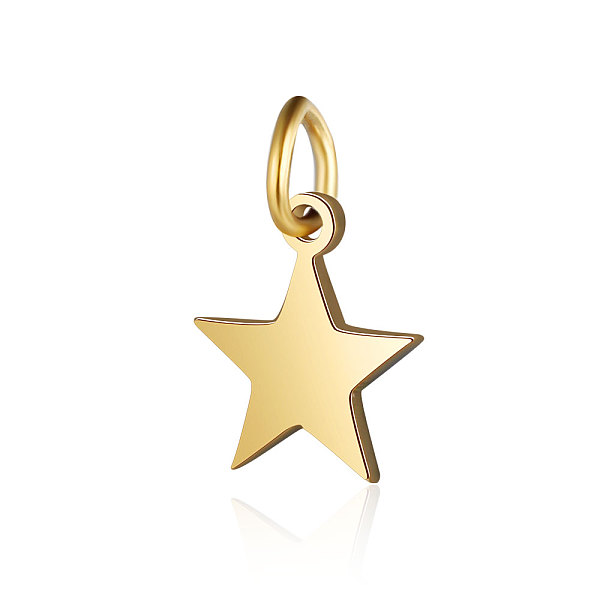 PandaHall 201 Stainless Steel Charms, Star, Golden, 9x8x1mm, Hole: 2~2.5mm 201 Stainless Steel Star
PandaHall 201 Stainless Steel Charms, Star, Golden, 9x8x1mm, Hole: 2~2.5mm 201 Stainless Steel Star
