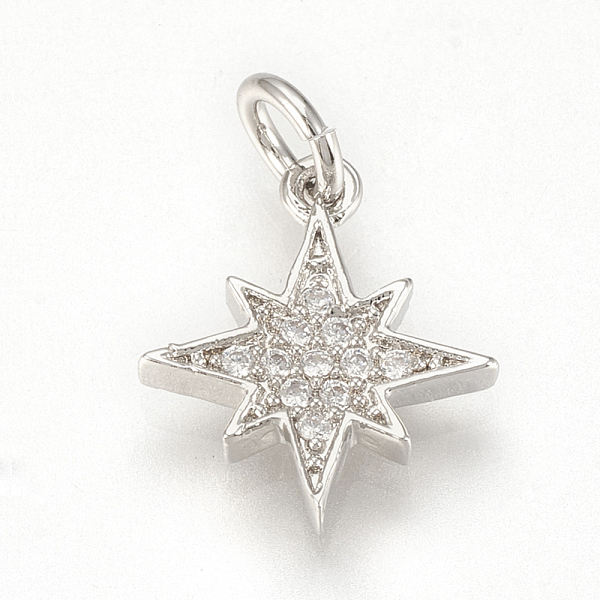 PandaHall Brass Micro Pave Cubic Zirconia Charms, with Jump Rings, Star, Platinum, 13x11.5x2mm, Hole: 3mm Brass+Cubic Zirconia Star Clear
PandaHall Brass Micro Pave Cubic Zirconia Charms, with Jump Rings, Star, Platinum, 13x11.5x2mm, Hole: 3mm Brass+Cubic Zirconia Star Clear