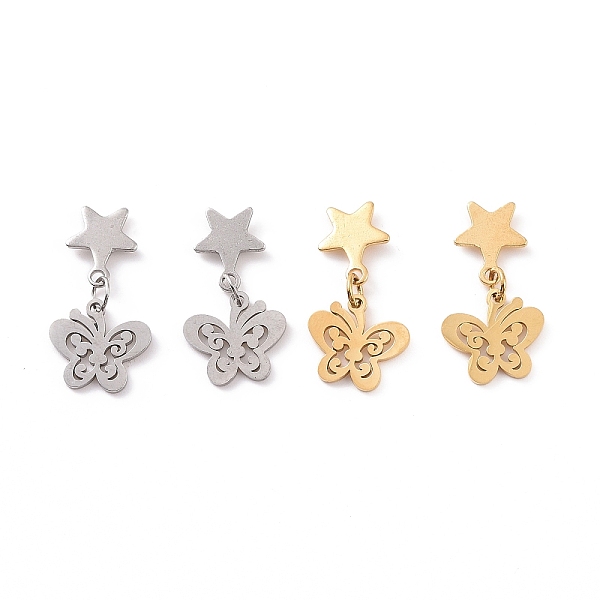 PandaHall 304 Stainless Steel Butterfly with Star Dangle Stud Earrings for Women, Mixed Color, 22.5mm, Pin: 0.8mm 304 Stainless Steel...
PandaHall 304 Stainless Steel Butterfly with Star Dangle Stud Earrings for Women, Mixed Color, 22.5mm, Pin: 0.8mm 304 Stainless Steel...