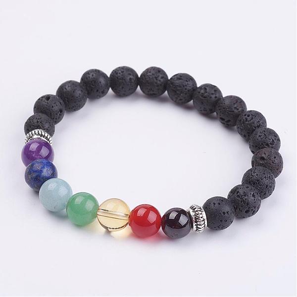 PandaHall Natural Gemstone Beads Stretch Bracelets, with Donut Tibetan Style Alloy Spacer Beads, 1-7/8 inch~2 inch(49~51mm) Lava Rock..., Multicolor
PandaHall Natural Gemstone Beads Stretch Bracelets, with Donut Tibetan Style Alloy Spacer Beads, 1-7/8 inch~2 inch(49~51mm) Lava Rock..., Multicolor