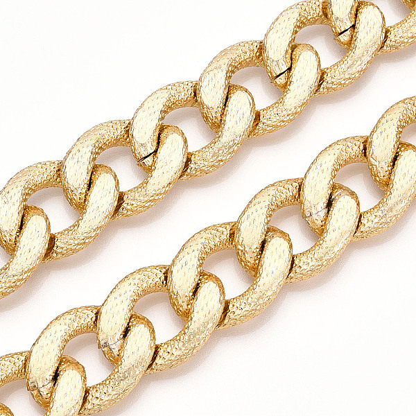 PandaHall Aluminum Textured Curb Chains, Diamond Cut Faceted Cuban Link Chains, Unwelded, Light Gold, 25.5x19.5x5mm Aluminum
PandaHall Aluminum Textured Curb Chains, Diamond Cut Faceted Cuban Link Chains, Unwelded, Light Gold, 25.5x19.5x5mm Aluminum