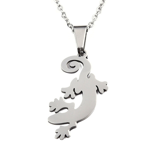 PandaHall 201 Stainless Steel Pendants Necklaces, with Cable Chains and Lobster Claw Clasps, Gecko, Stainless Steel Color, 17.71 inch(45cm)...
PandaHall 201 Stainless Steel Pendants Necklaces, with Cable Chains and Lobster Claw Clasps, Gecko, Stainless Steel Color, 17.71 inch(45cm)...